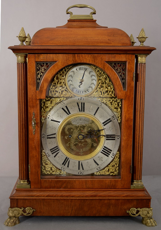 English bracket clock. Bruhns Auction Gallery image.